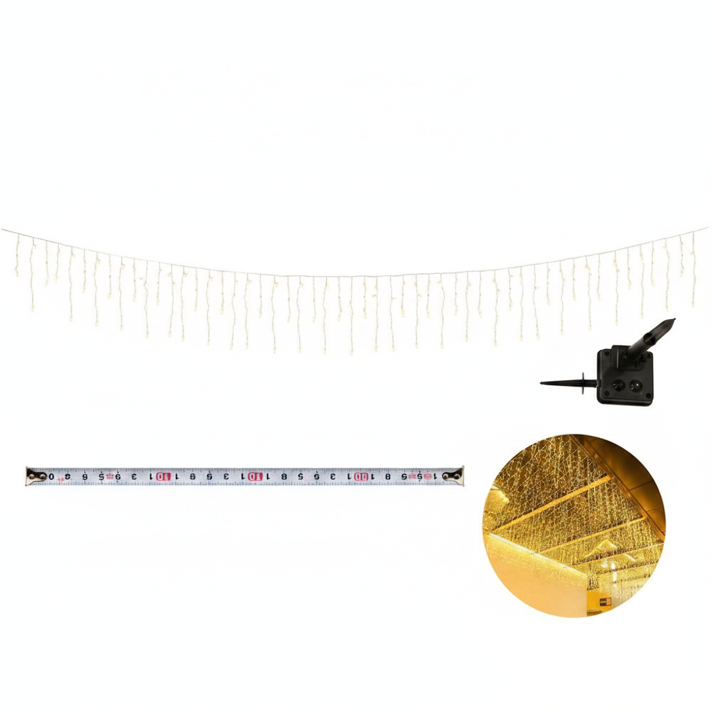 Luces Solares Cascada 120 LED 6M Luz Cálida Exterior Navidad-9
