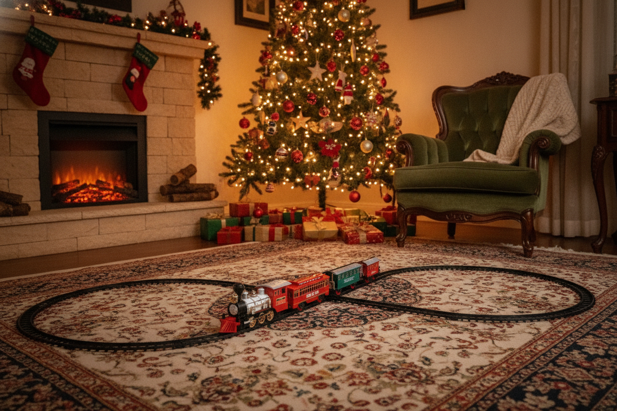 Tren Navideño Clasico Rieles 22 Piezas Decoracion Navideña-4