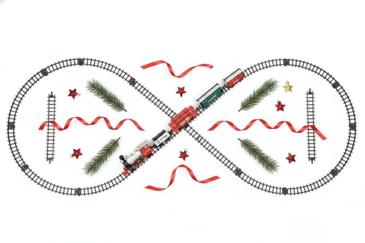 Tren Navideño Clasico Rieles 22 Piezas Decoracion Navideña-8