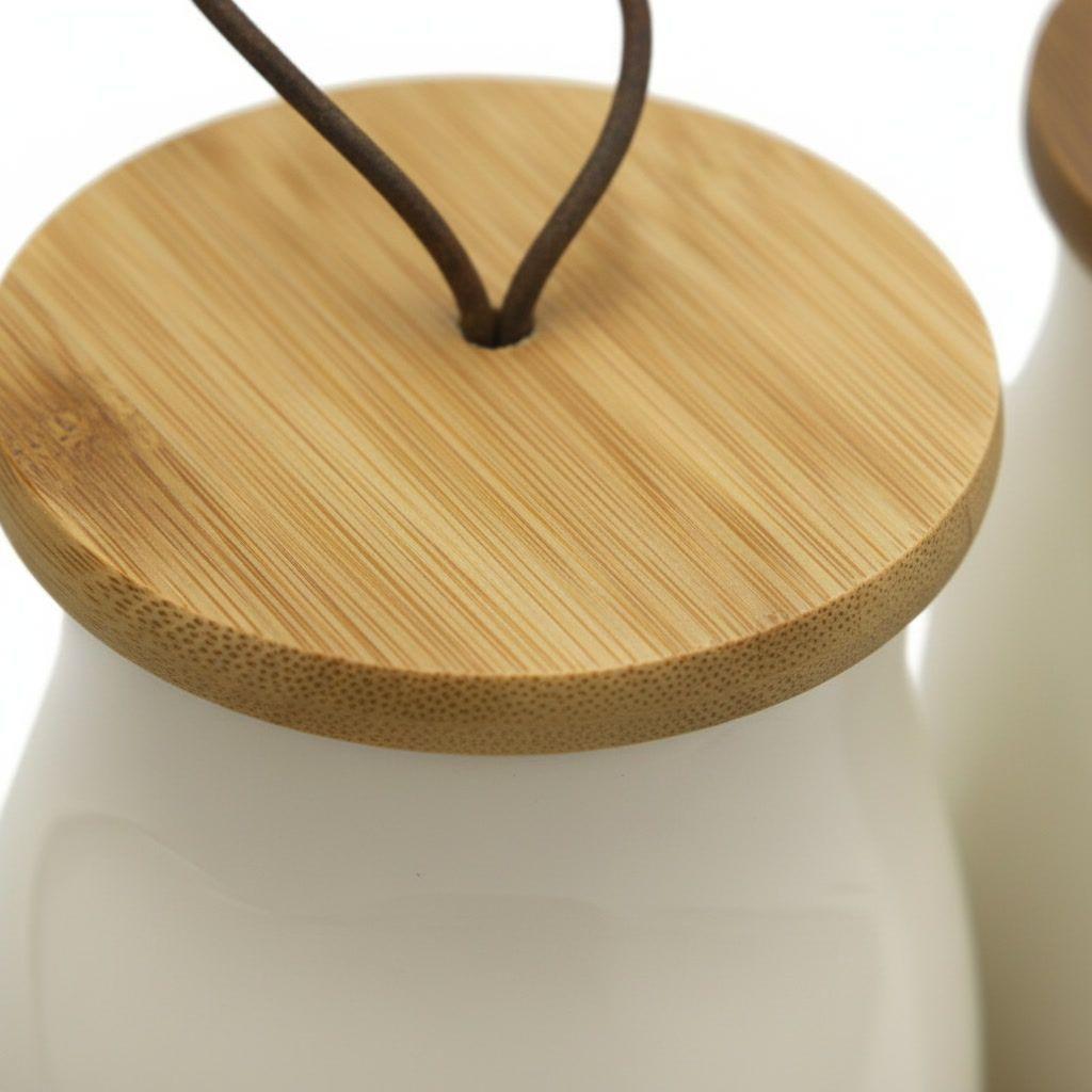 Set 3 Especieros Cerámica Base Bambú Tapa Madera-2