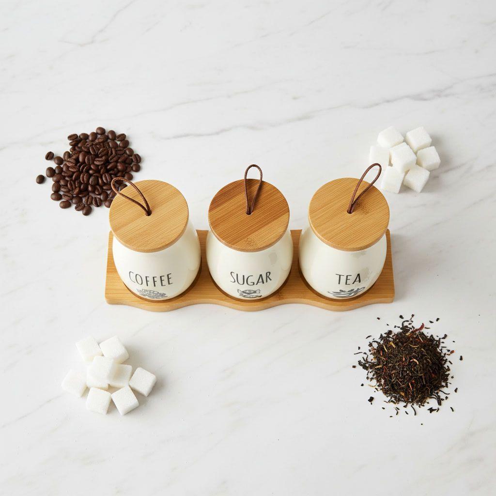 Set 3 Especieros Cerámica Base Bambú Tapa Madera-4