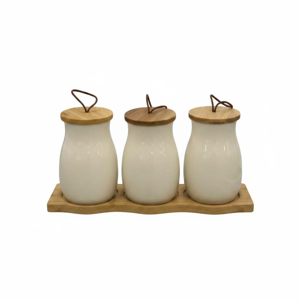 Set 3 Especieros Cerámica Base Bambú Tapa Madera-6
