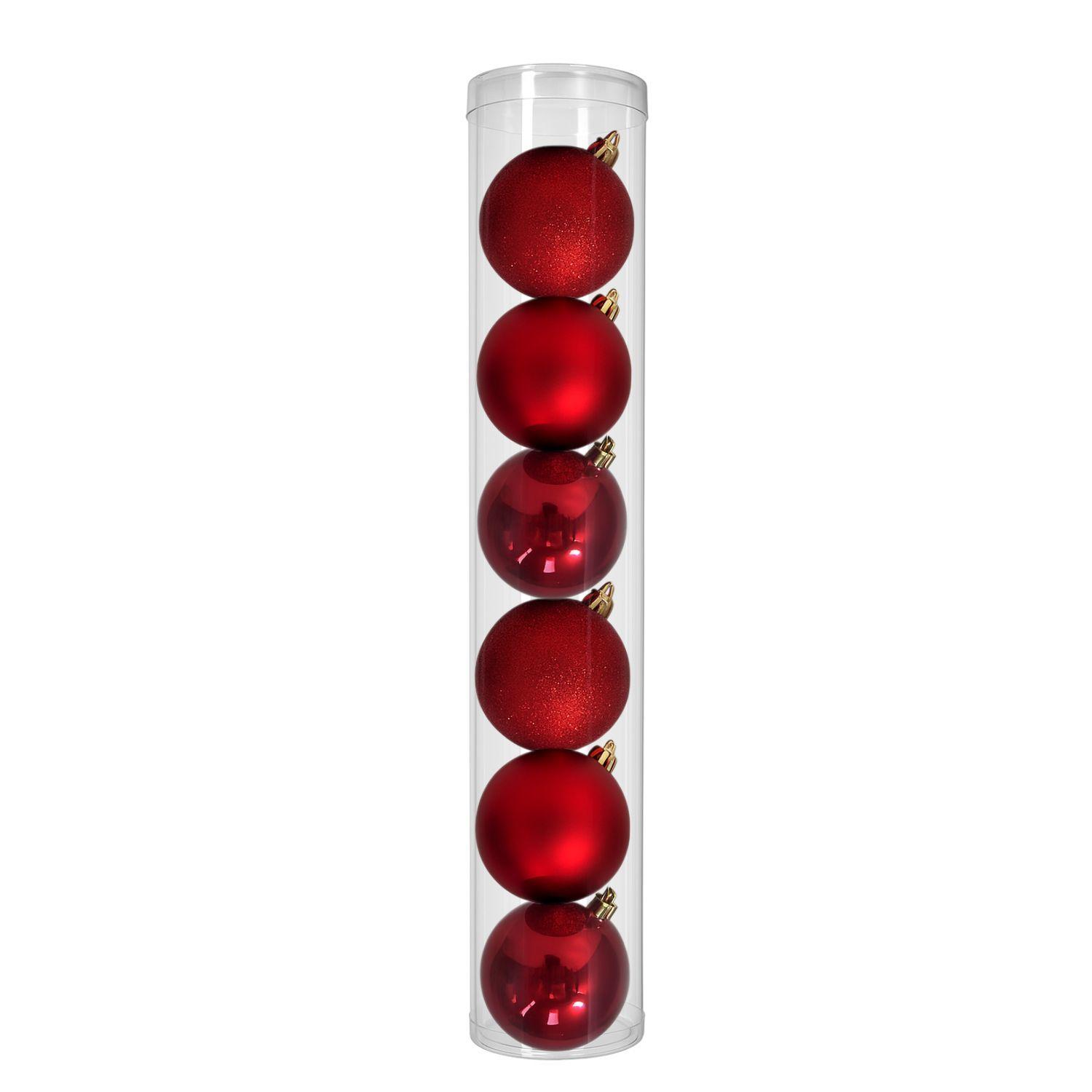 6 Bambalinas Navideñas Esferas Rojo 8cm Adorno Decoración-0