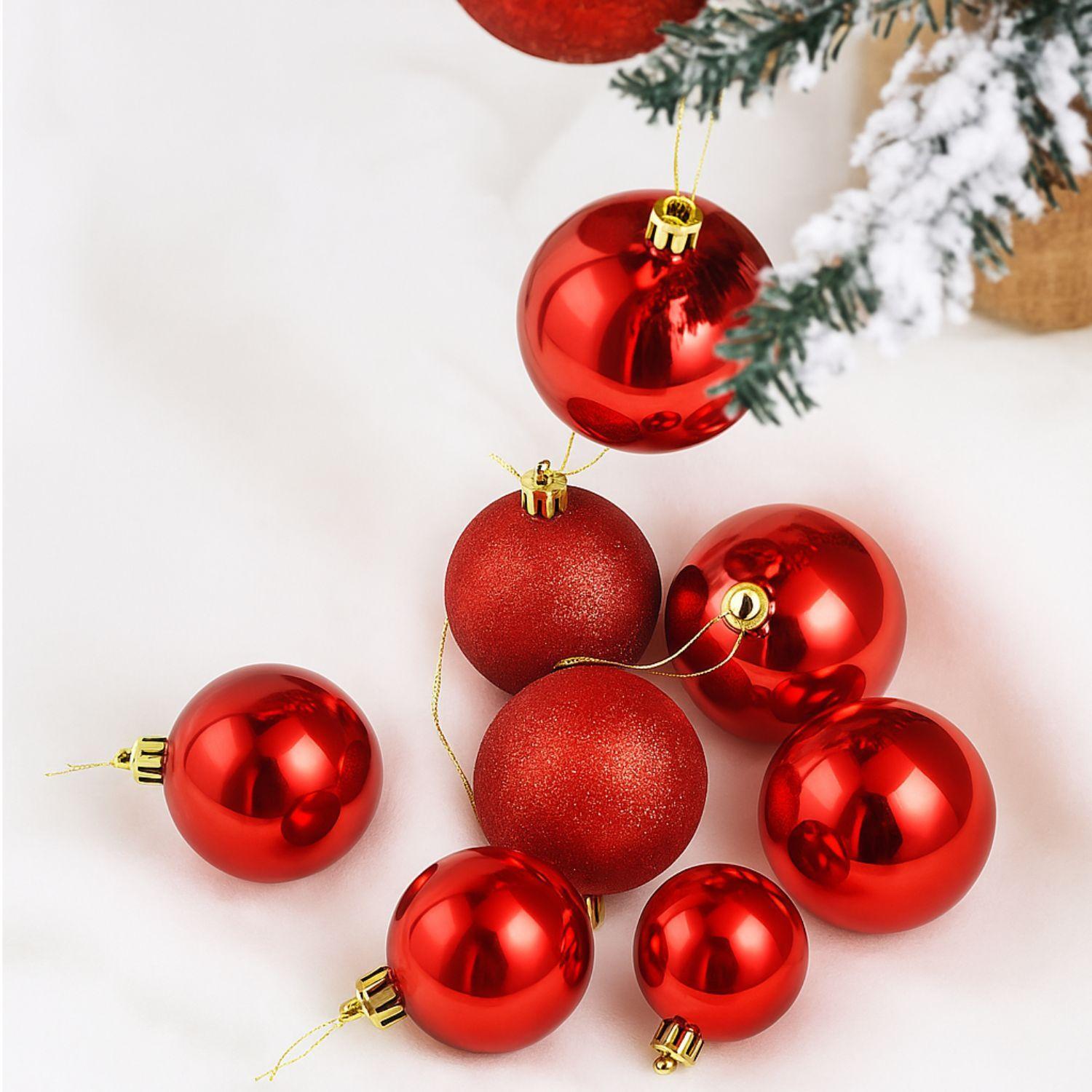 6 Bambalinas Navideñas Esferas Rojo 8cm Adorno Decoración-1