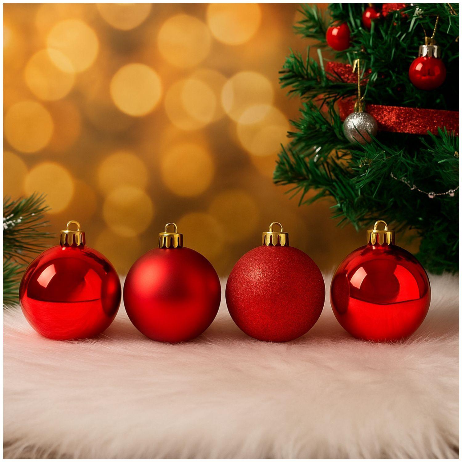 6 Bambalinas Navideñas Esferas Rojo 8cm Adorno Decoración-2