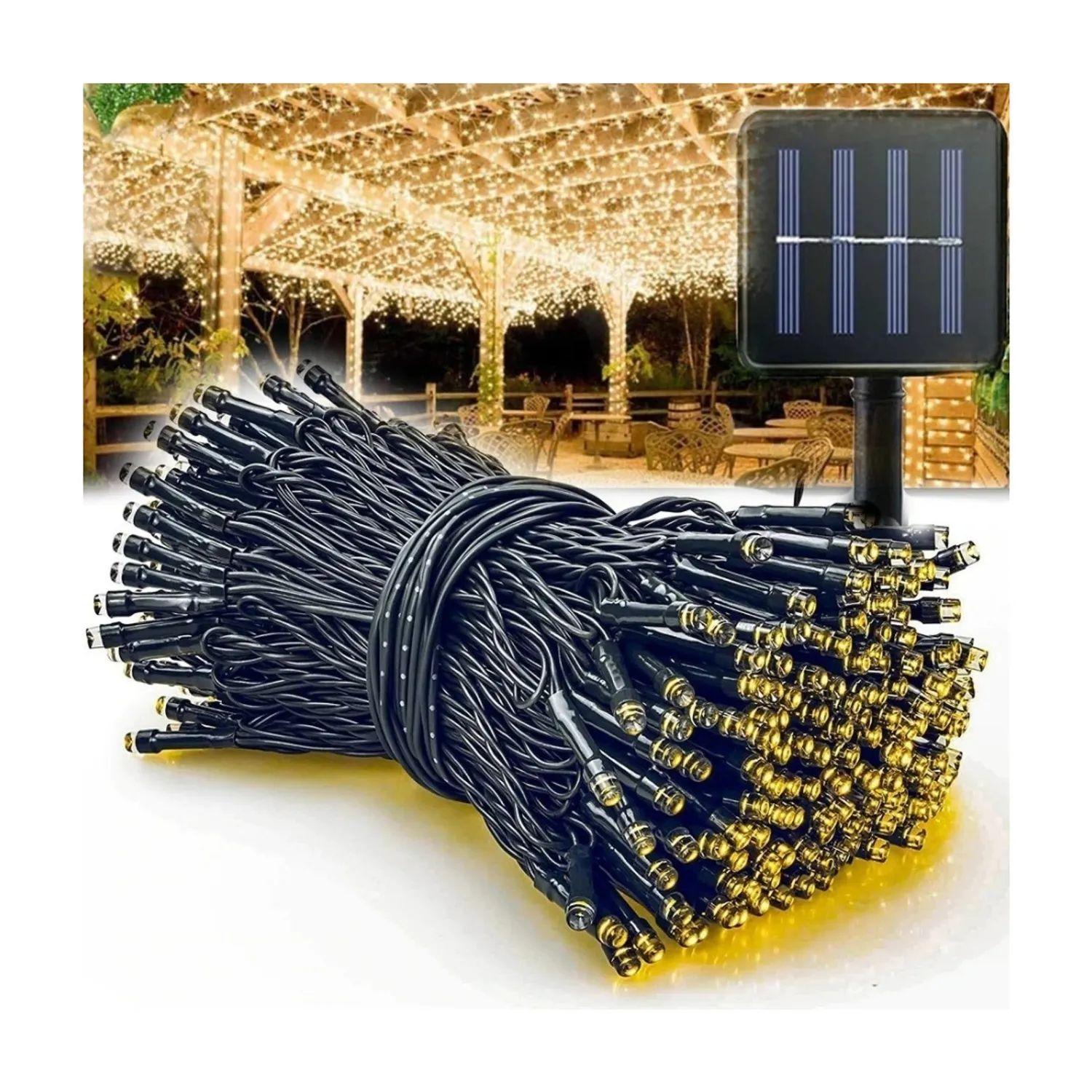 Luces Guirnalda Navidad Solar 200 Led Calida 20M Decoracion-2