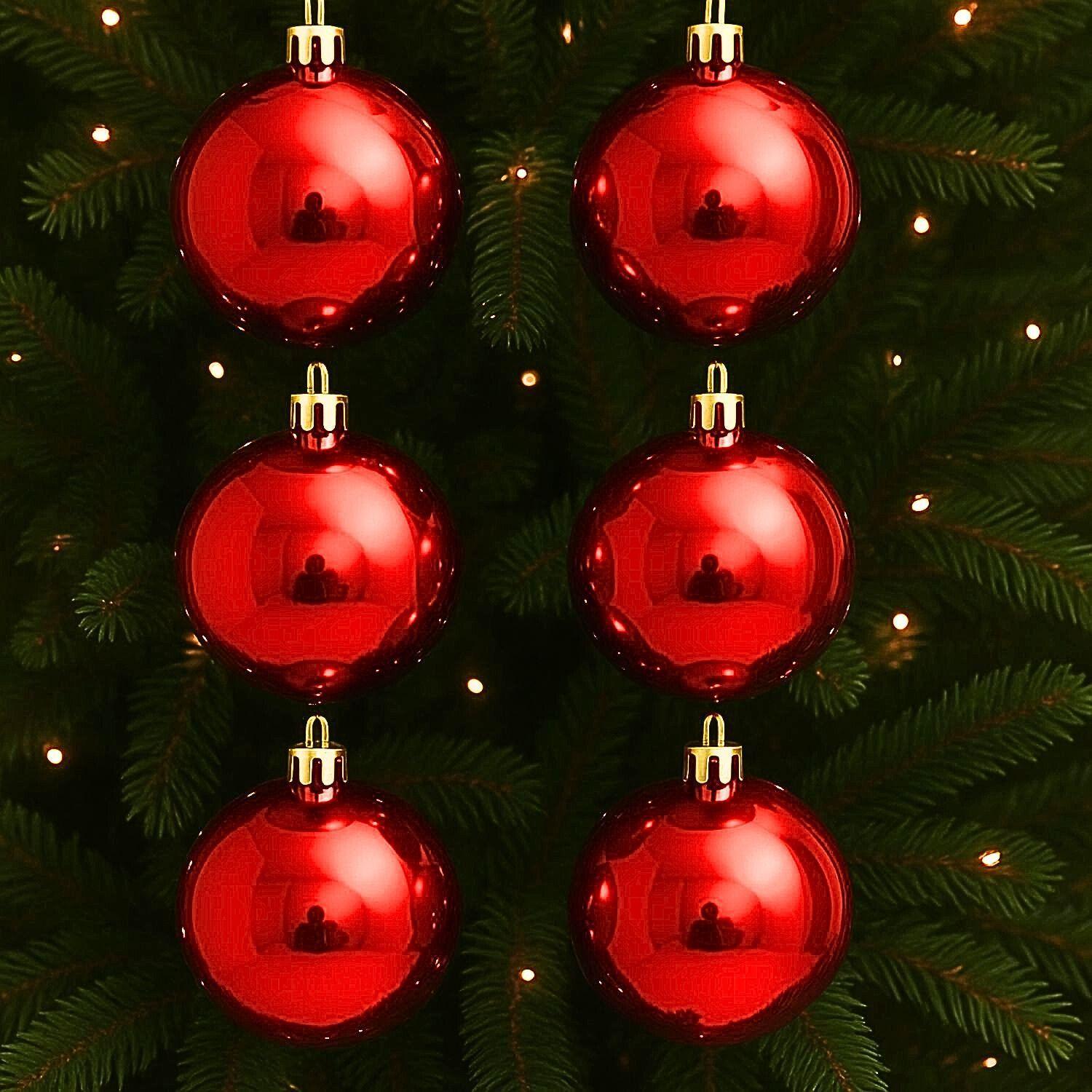 6 Esferas Navideñas Bambalinas Adorno 6cm Rojo Decoracion-2