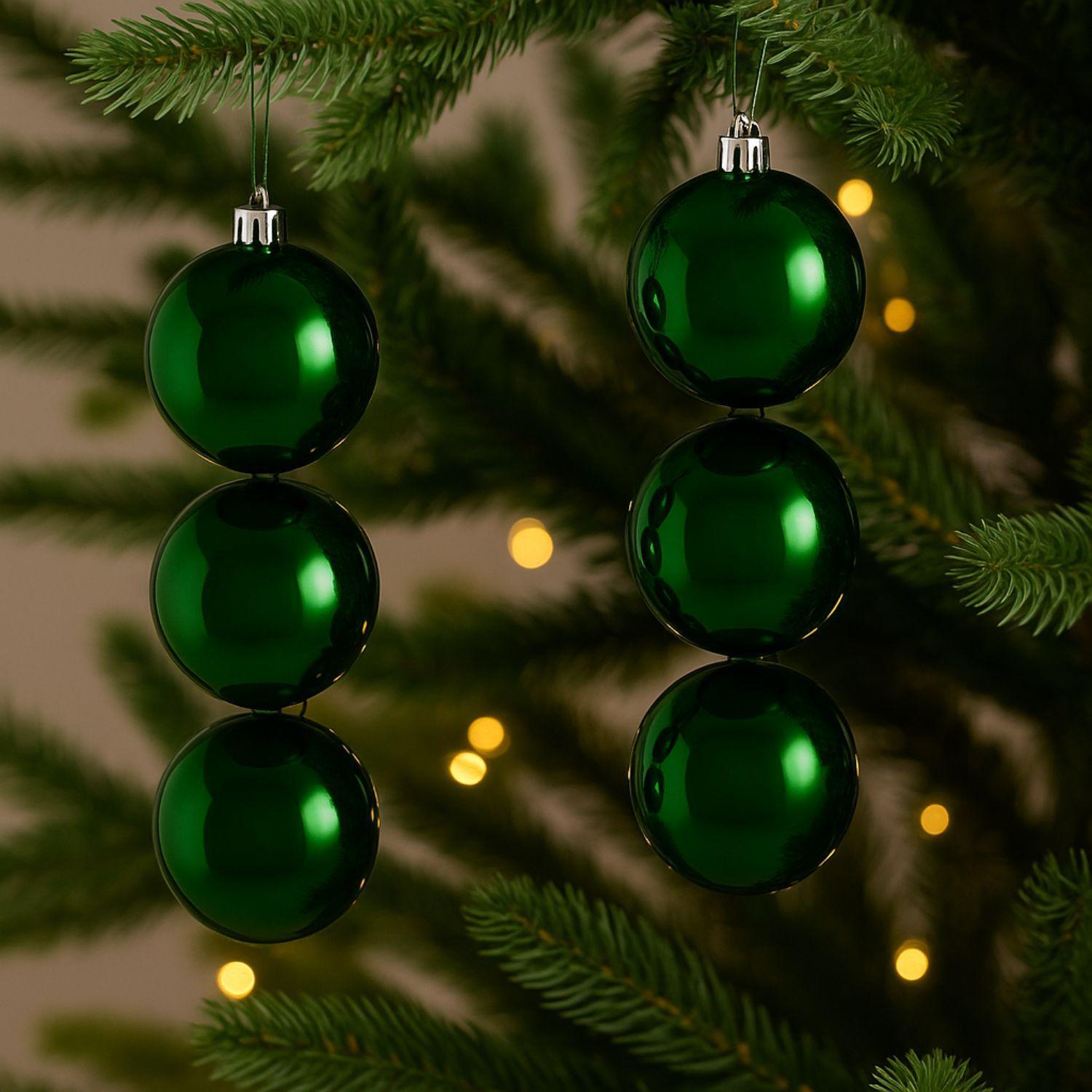 6 Esferas Navideñas Bambalina 4cm Adorno Verde Decoracion-1