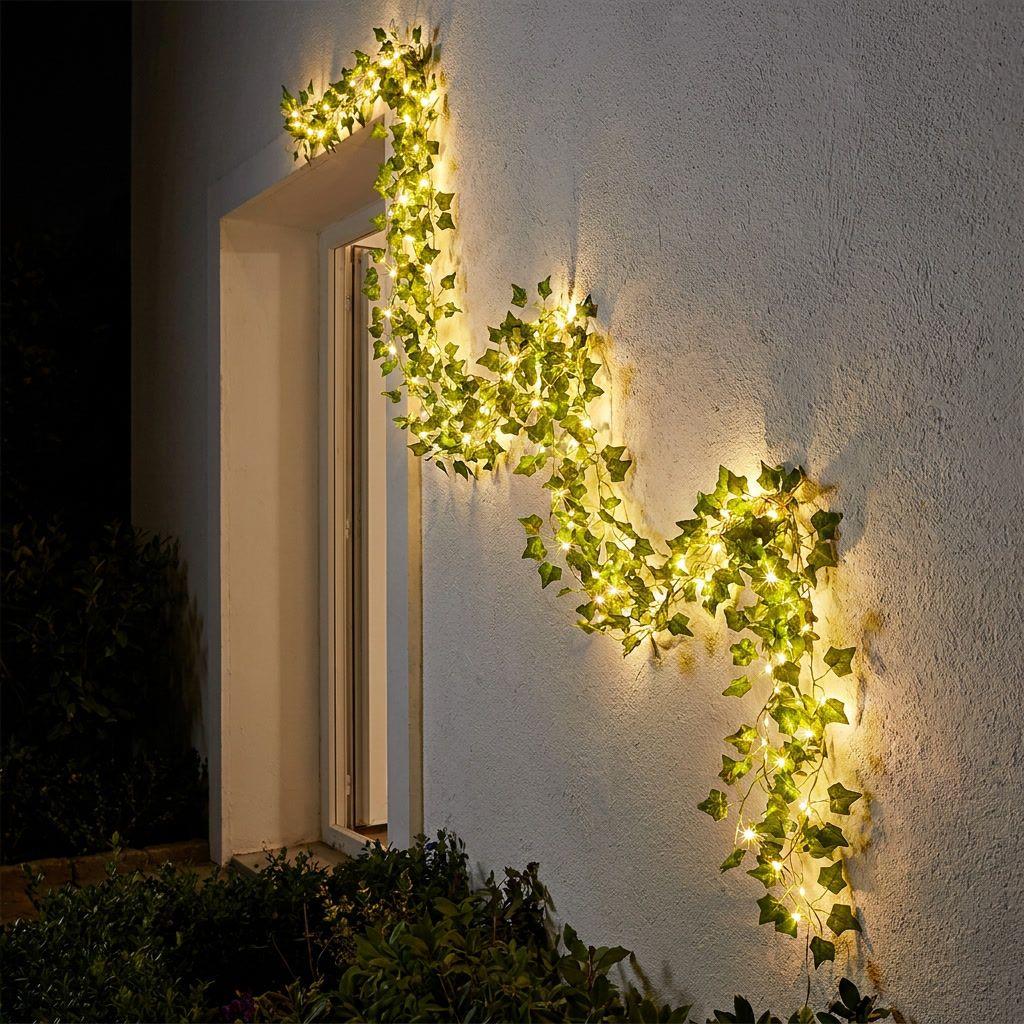 Guirnalda Solar Hiedra Artificial 100 Luces Led 3m Cálida-6