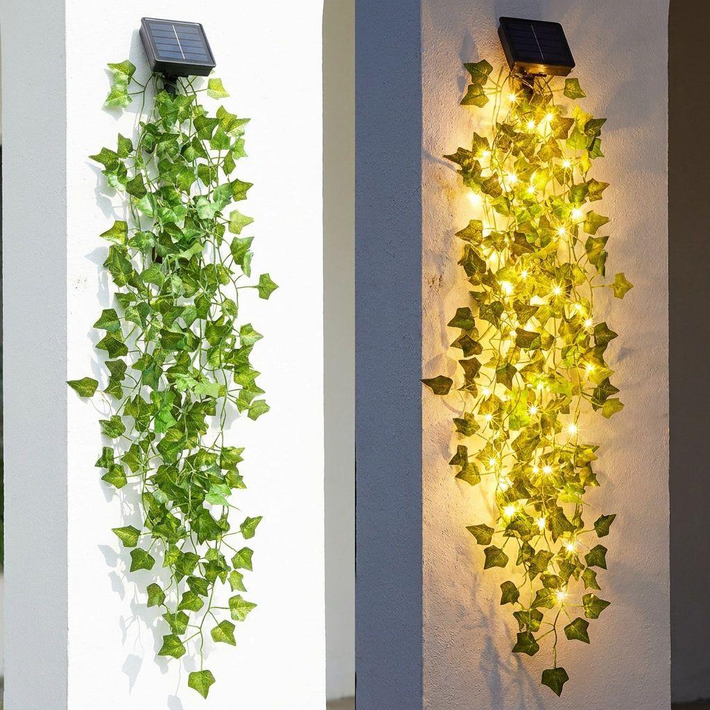 Guirnalda Solar Hiedra Artificial 100 Luces Led 3m Cálida-7