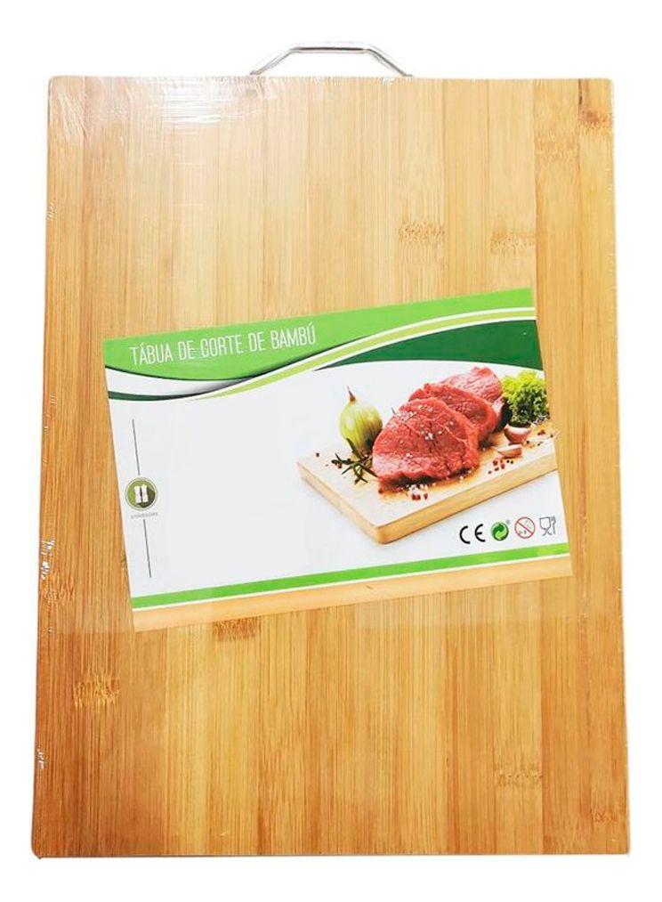 Tabla De Madera Bambo 28x38 Multiusos Cortador Verduras-0