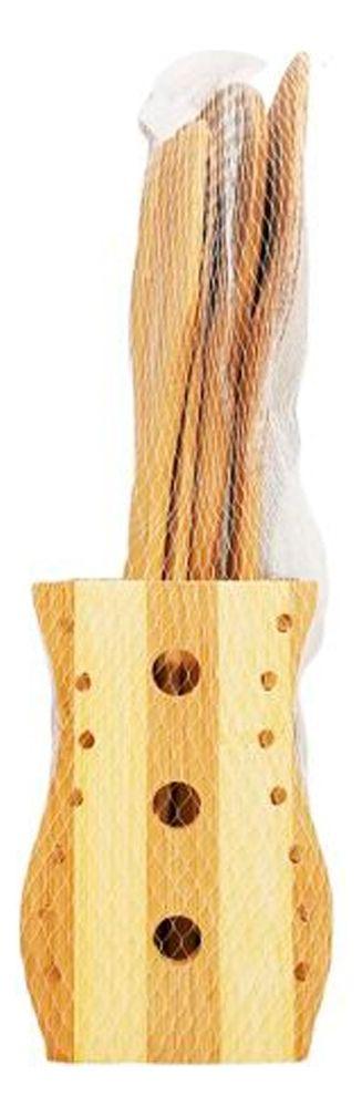 Set Juego de 5 Piezas De Bambu Utensilios De Madera Cuadrado-1