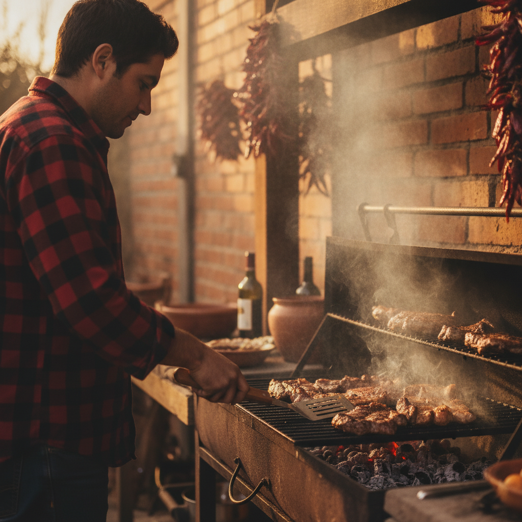 Kit Parrillero 4 Piezas Con Estuche BBQ Quincho Asado 33cm-4
