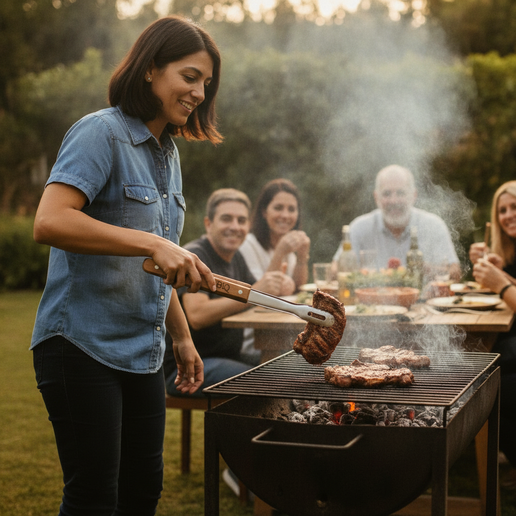 Kit Parrillero 4 Piezas Con Estuche BBQ Quincho Asado 33cm-5