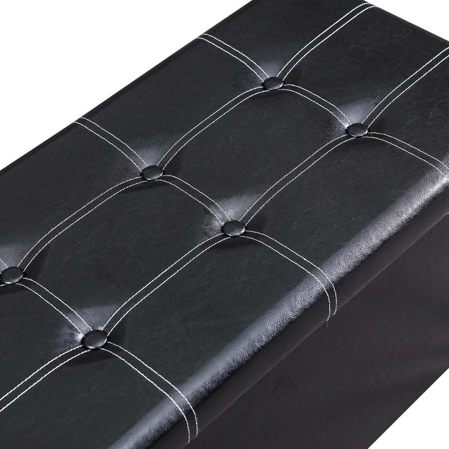 Banqueta Baul Puff Organizador Plegable Negro 76x38cm-3