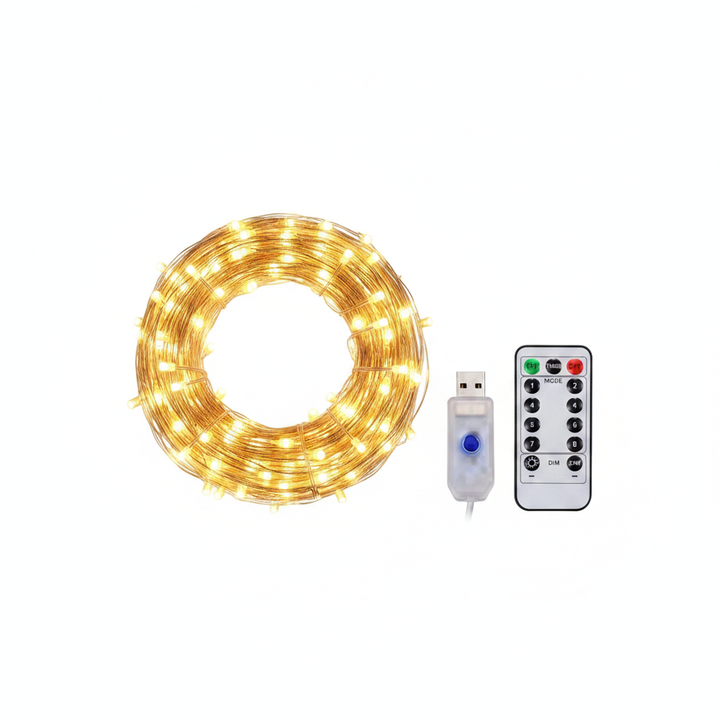 Cortina Luces LED 3x3m 300 LED USB Control Remoto Cálida-5
