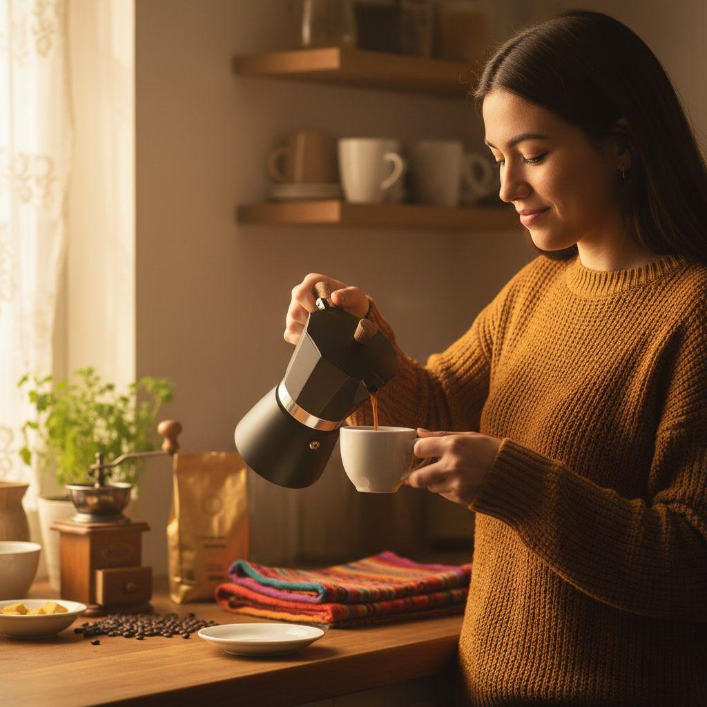 Cafetera Moka 6 Tazas Negra Acero Mango Madera-5