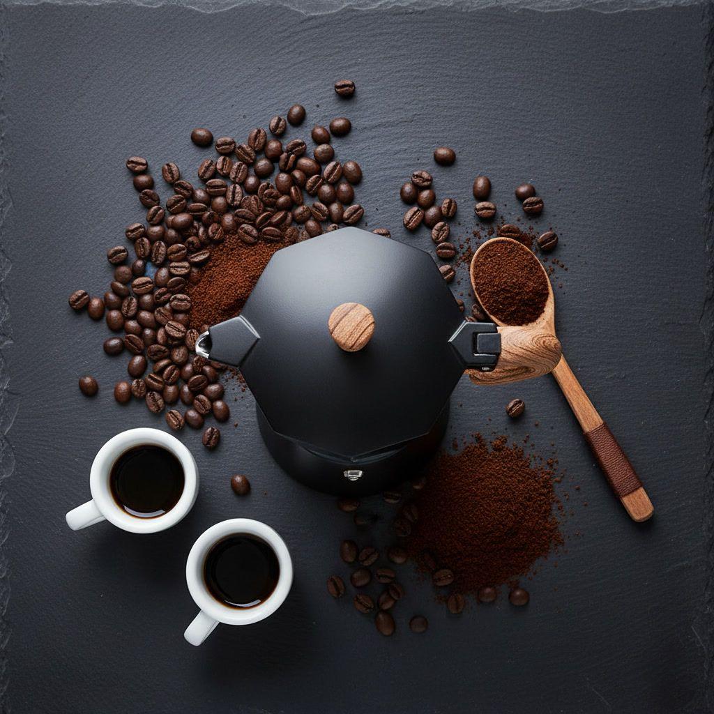 Cafetera Moka 6 Tazas Negra Acero Mango Madera-8
