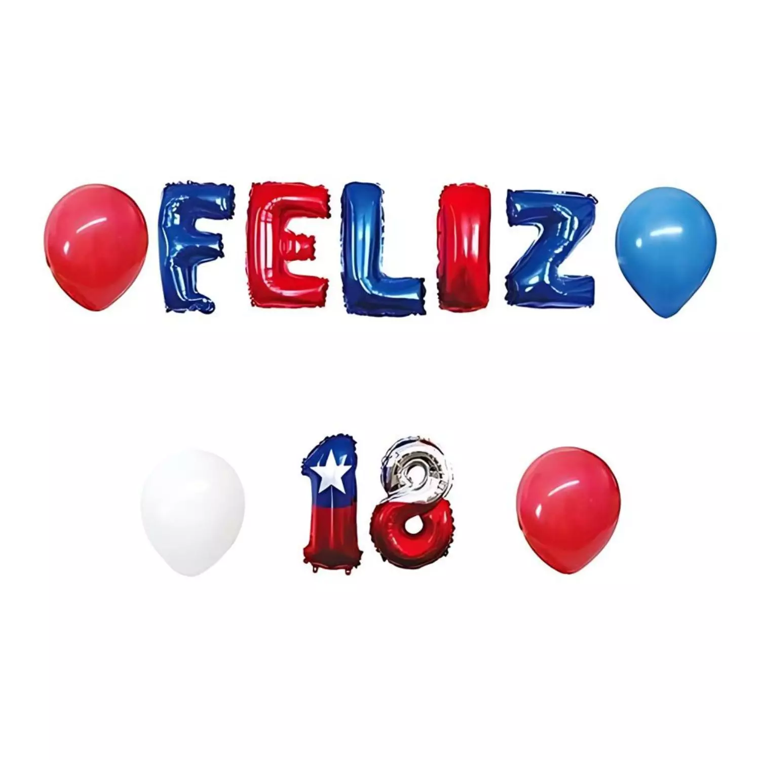 Set 11 Globos Diseño Feliz 18 Fiestas Patrias Chile Cotillon-0