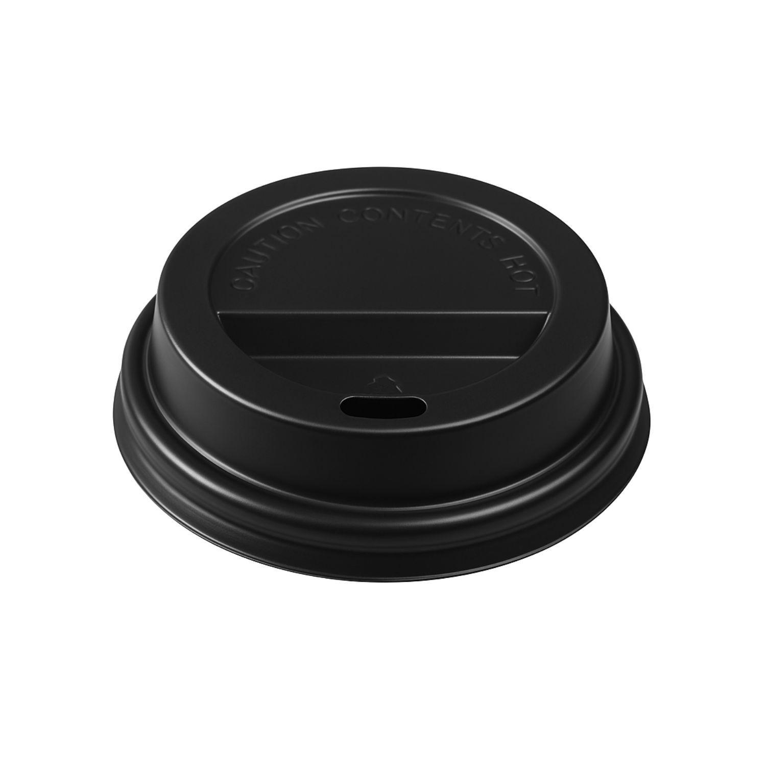 Set 50 Tapas Vaso de Cafe 6oz Tapa Desechable Plastico Negro-1