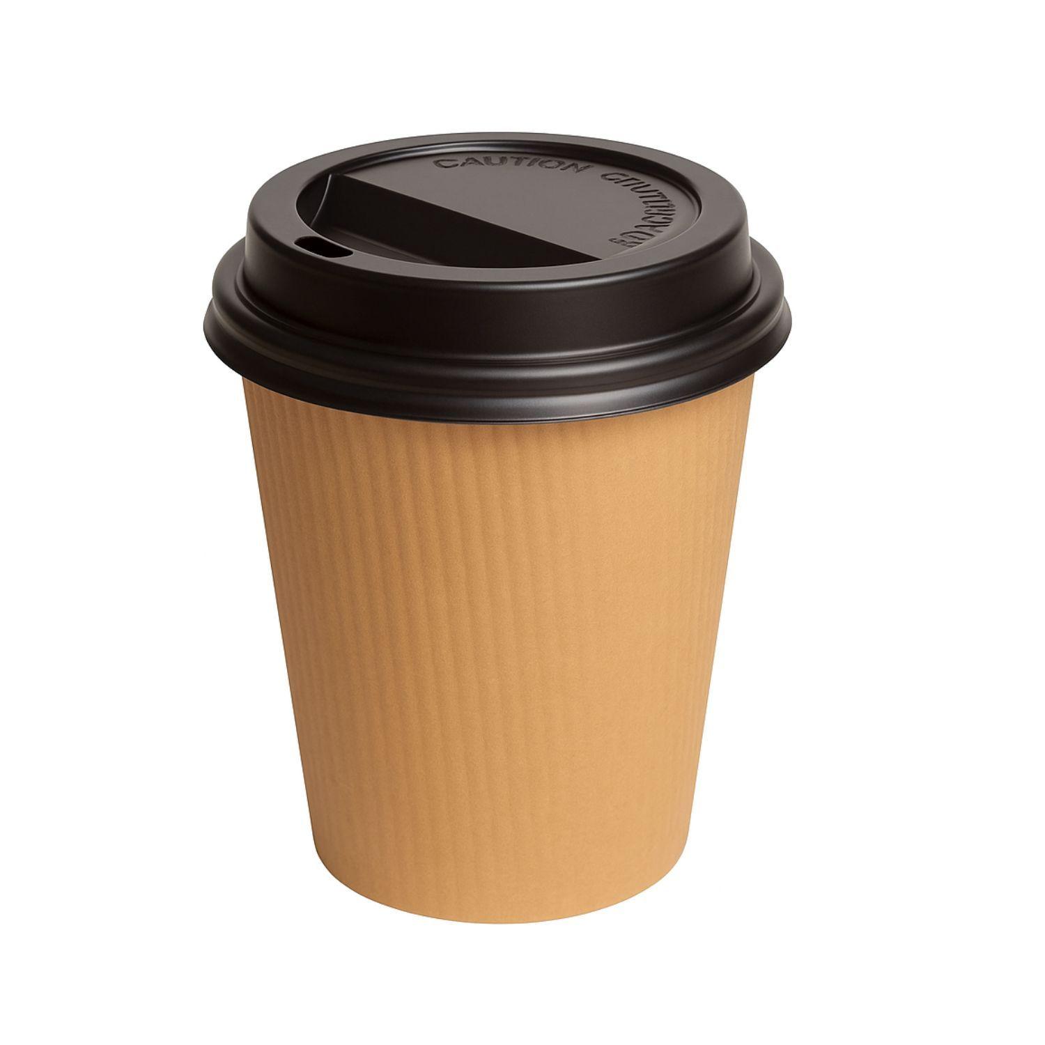 Set 50 Tapas Vaso de Cafe 6oz Tapa Desechable Plastico Negro-2