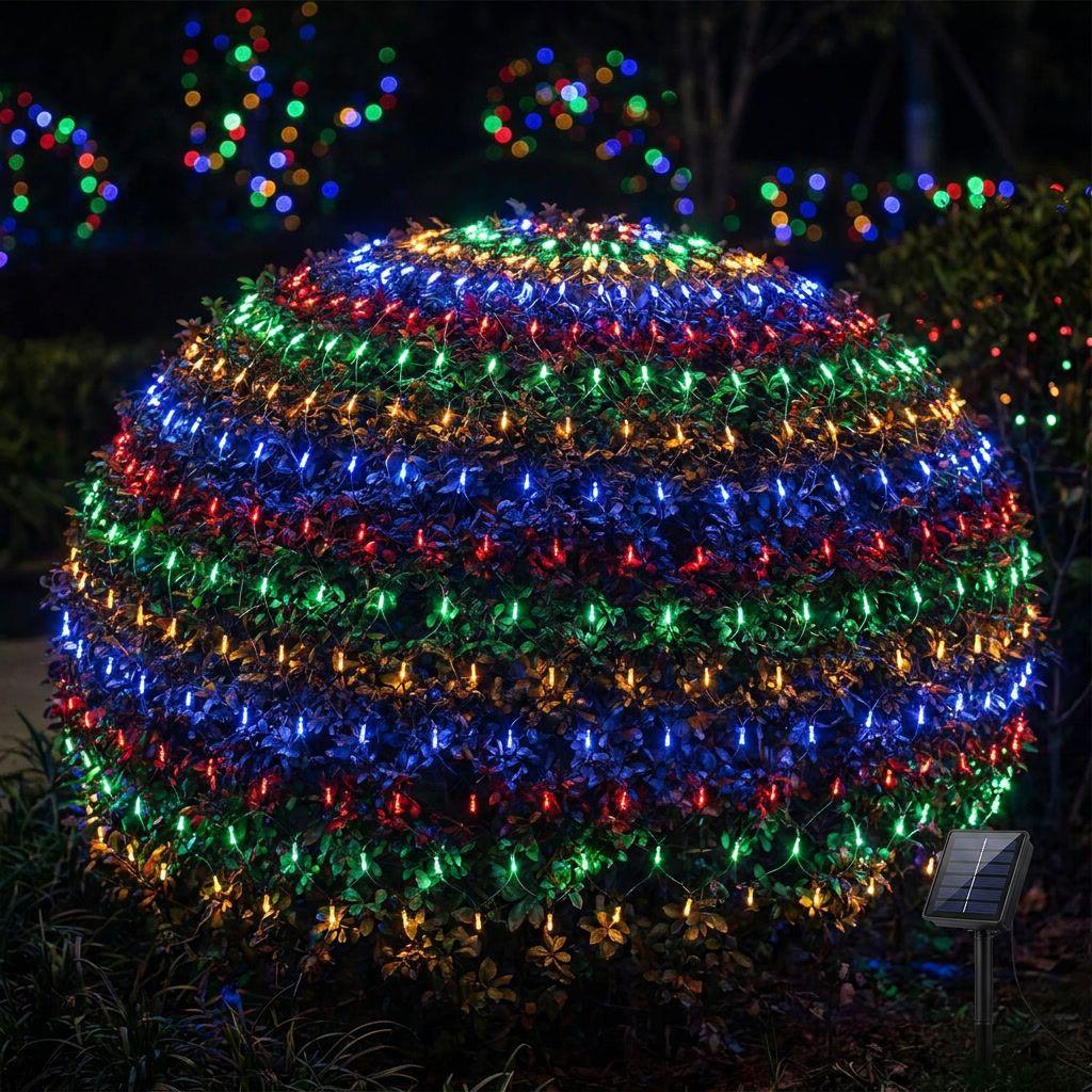 Luces Solares Navidad Malla LED 200L 3x2m Multicolor-1