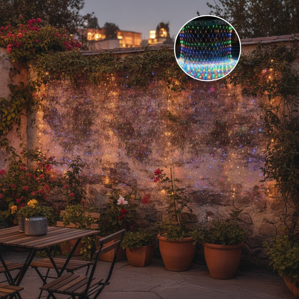 Luces Solares Navidad Malla LED 200L 3x2m Multicolor-4