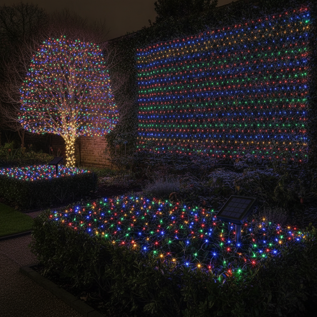 Luces Solares Navidad Malla LED 200L 3x2m Multicolor-6