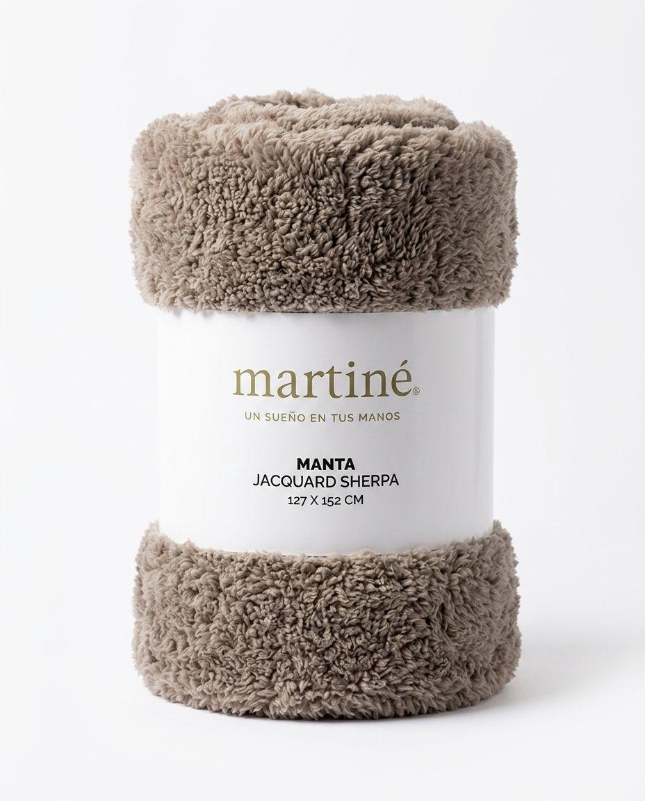 Manta Frazada Polar Jacquard Sherpa Martine Caramelo 127x152cm-0