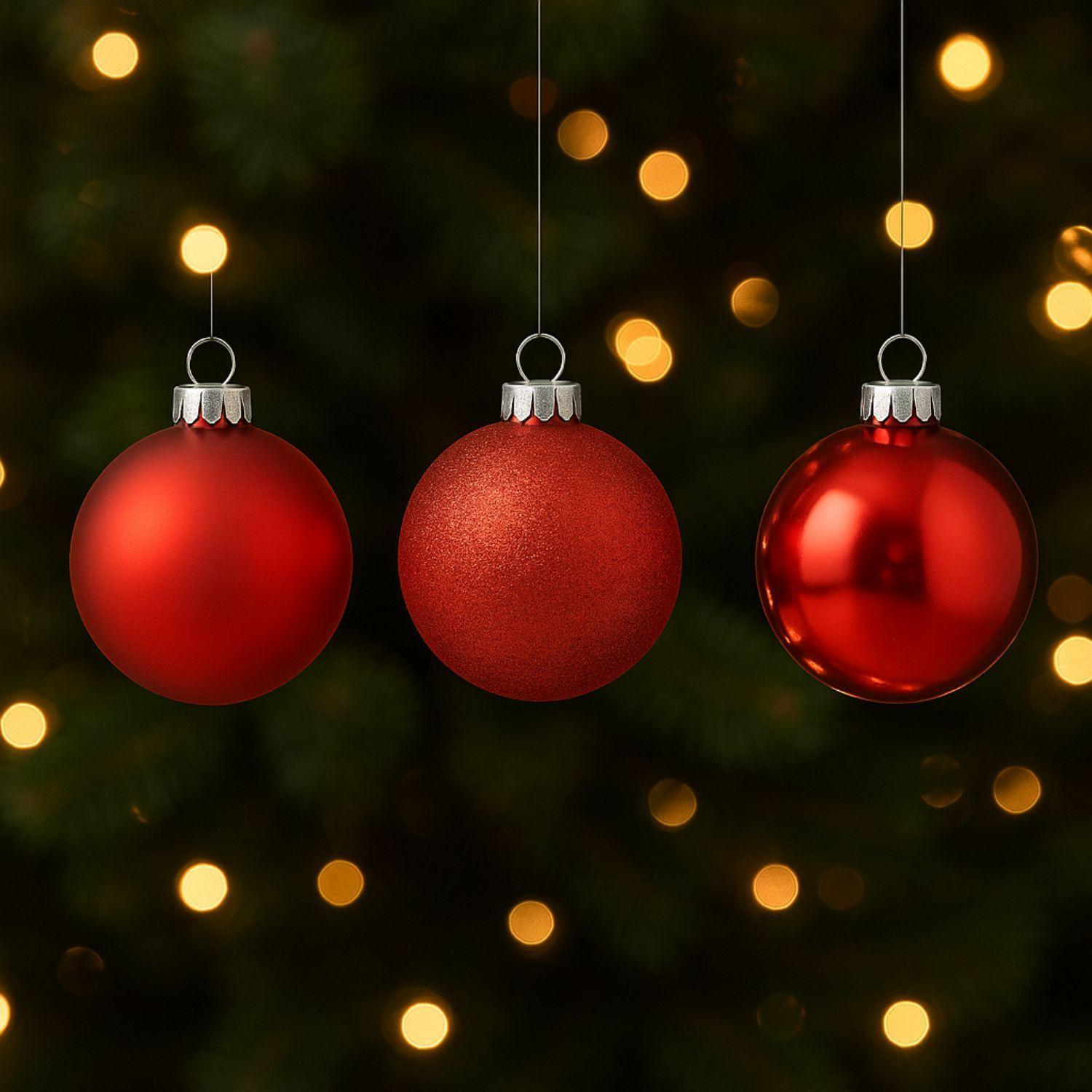 Set 12 Adornos Navideños Bambalinas Rojo 6cm Decoración-2