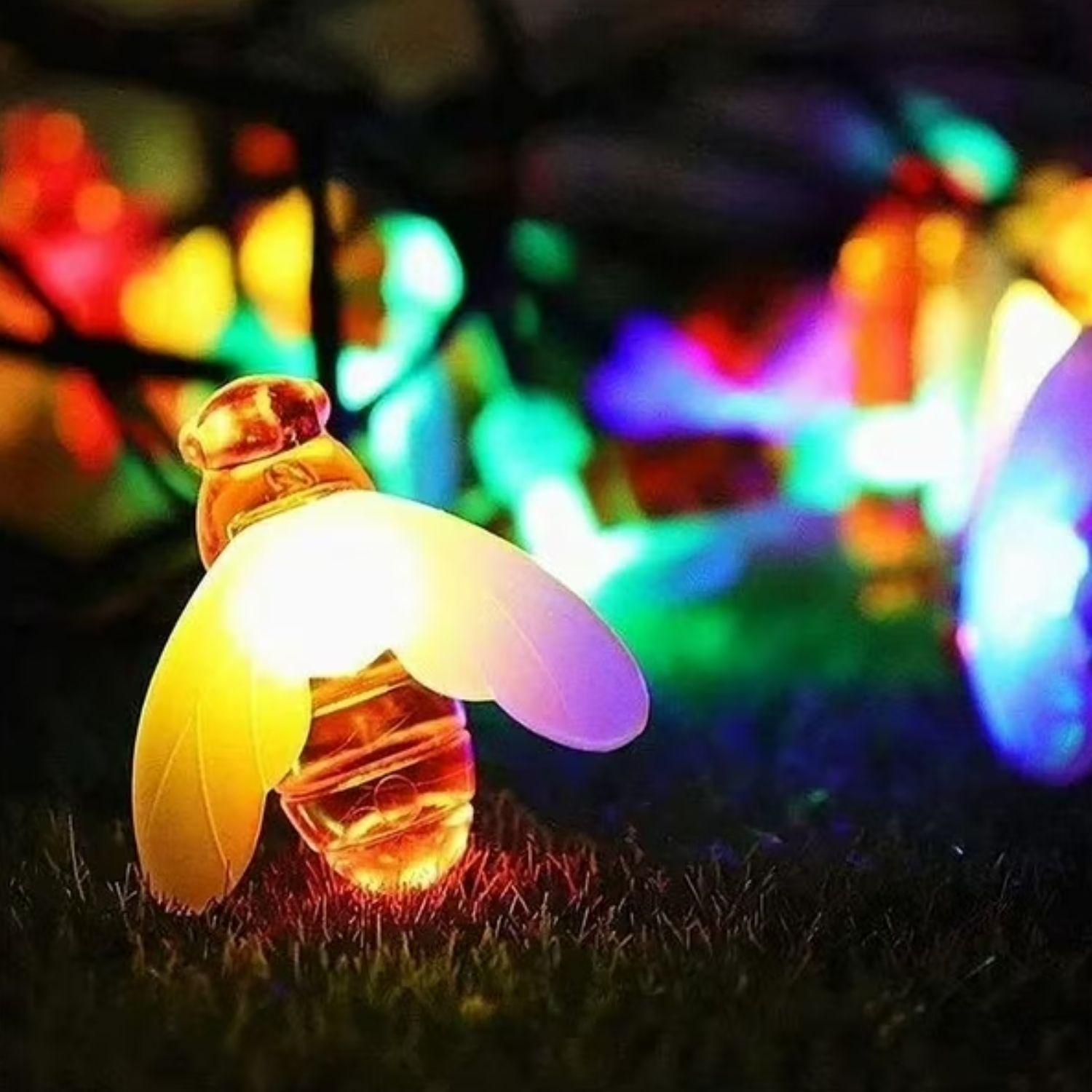 Set 3 Luces Navidad Led Abeja Solar 4M RGB Decoracion-2