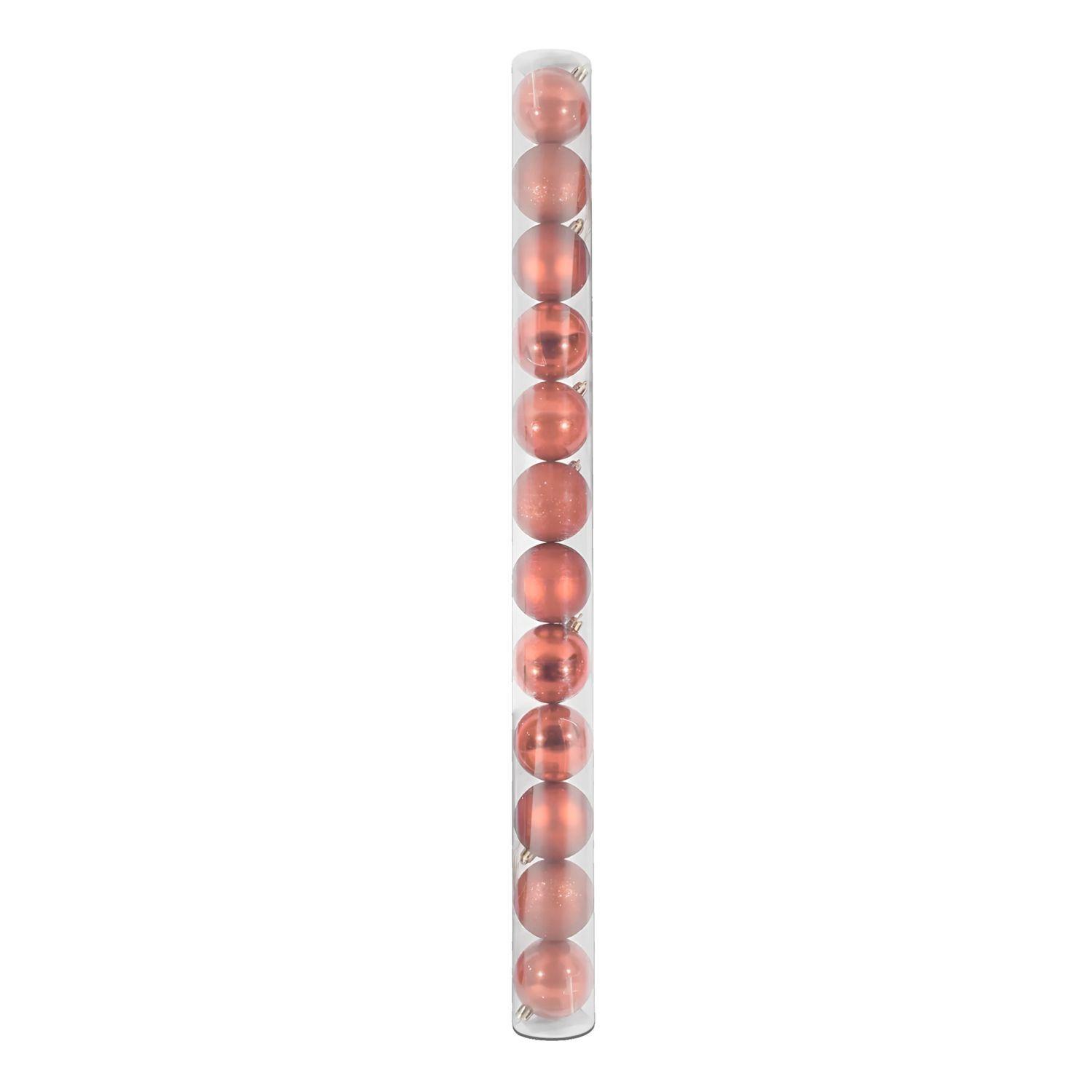 12 Esferas Navideñas Bambalinas De 6 Cm Rosado Decoracion-0