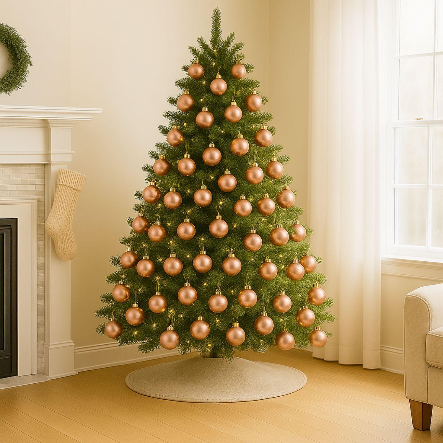 12 Esferas Navideñas Bambalinas De 6 Cm Rosado Decoracion-2