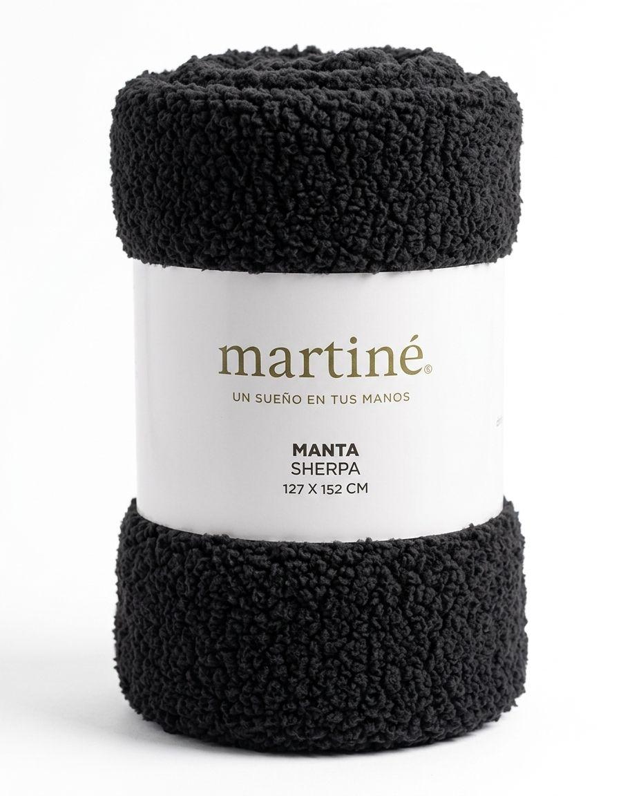 Manta Frazada Polar Sherpa Martine Negro 127x152cm-0