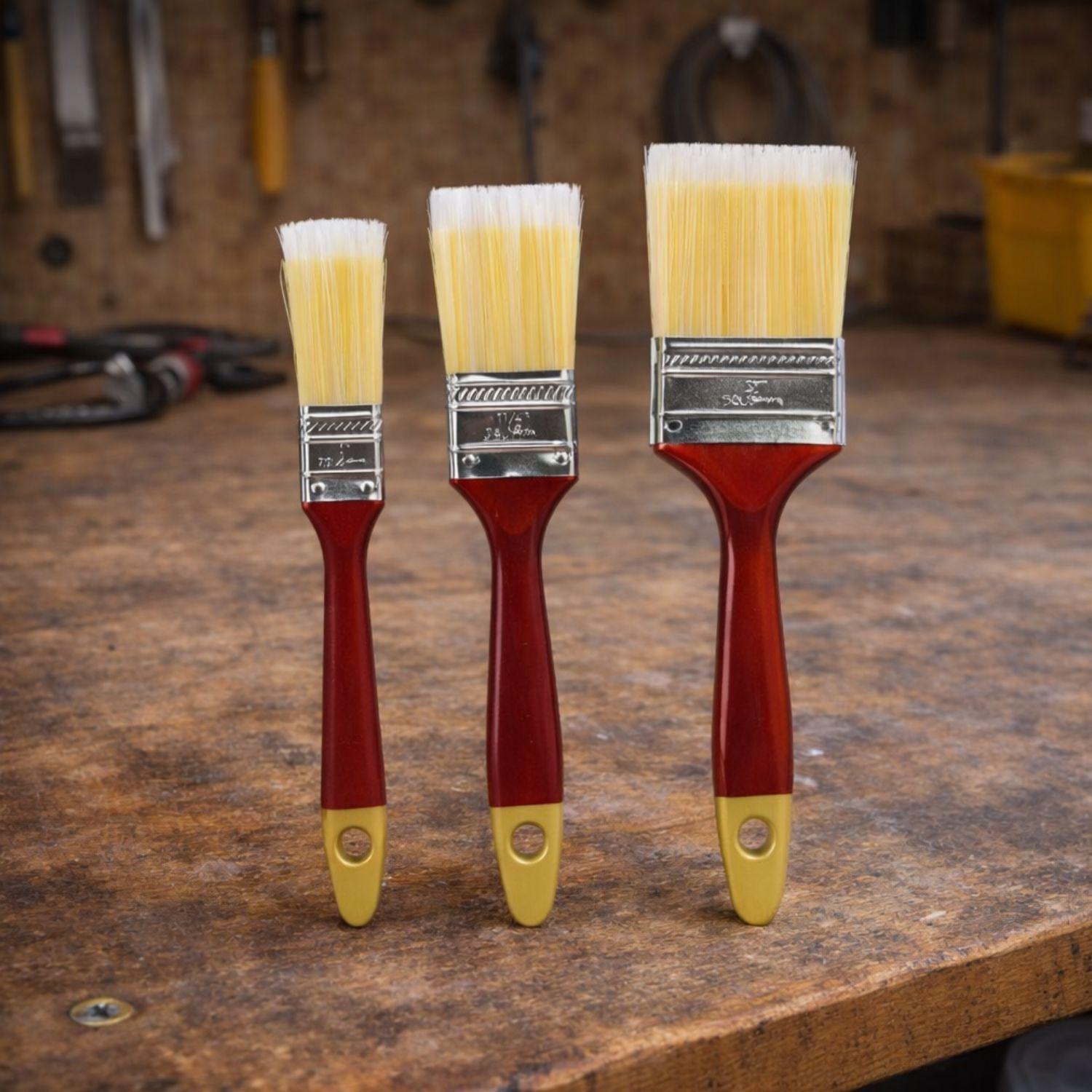 Set 3 Brochas Diferentes Tamaños Para Pintura Rojo Pintar-2
