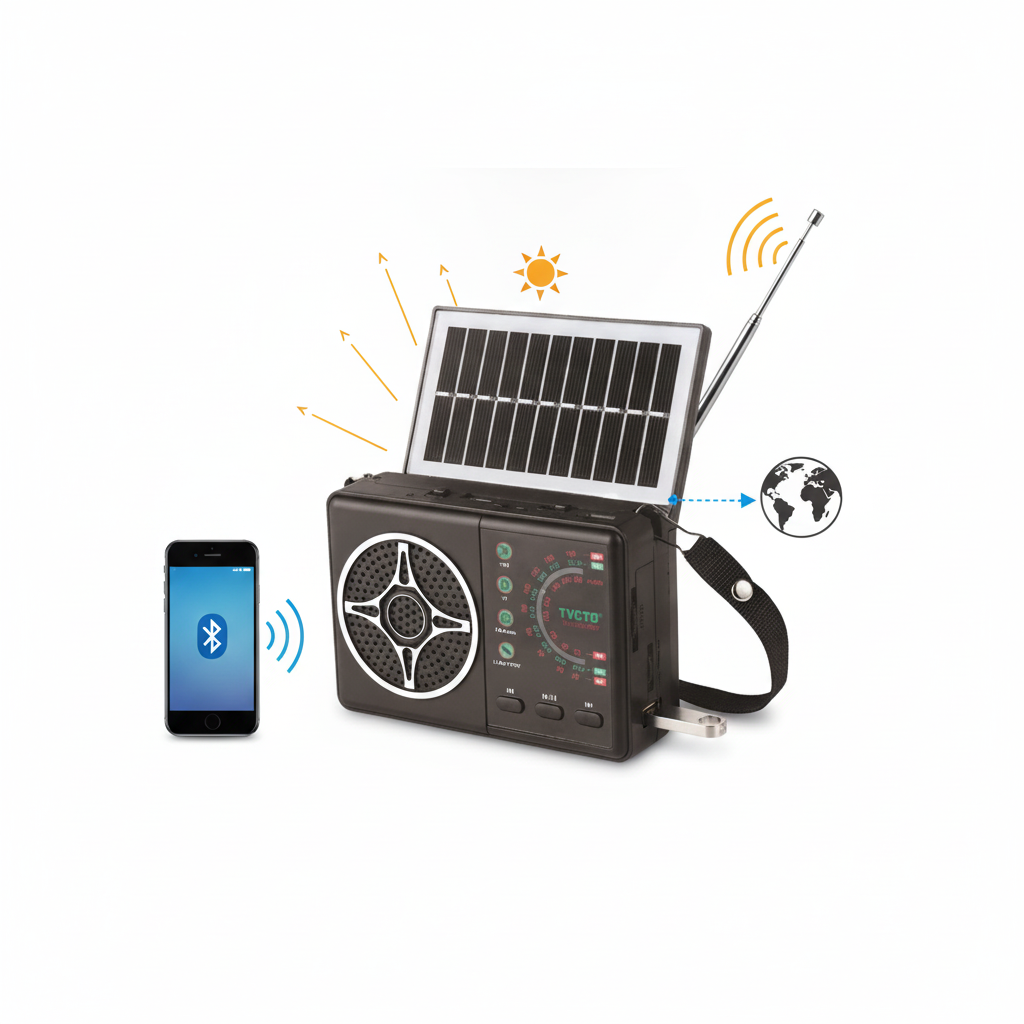 Radio Solar Bluetooth FM AM SW Portatil Recargable USB TF-7