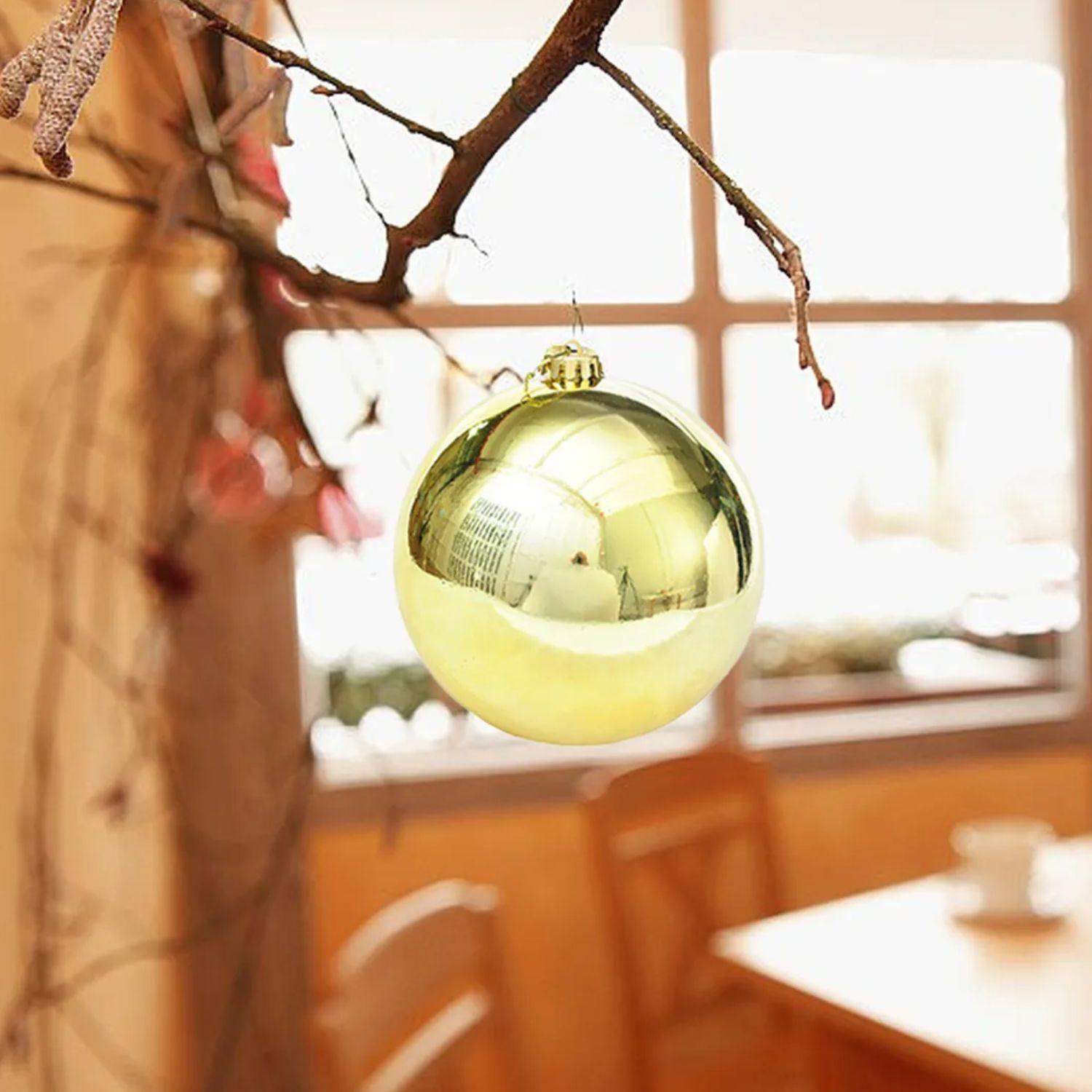 6 Esferas Navideñas Bambalinas Adorno 6cm Dorado Decoracion-2