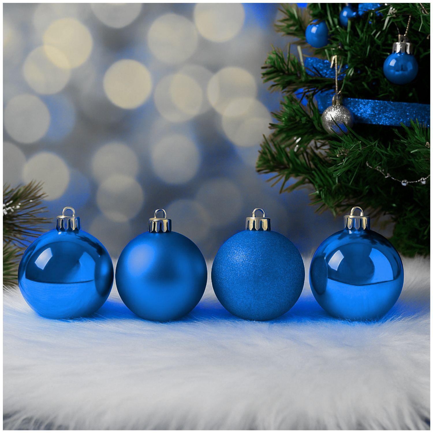 10 Bambalinas Navideñas Esferas 6cm Azul Adorno Decoración-2