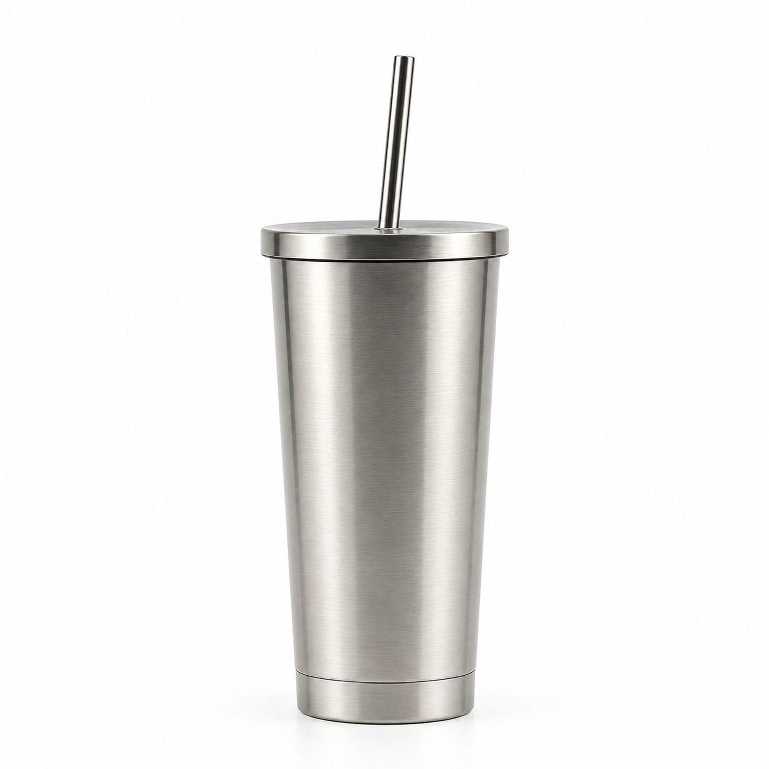 Vaso Termico Acero Inoxidable 600ml Con Bombilla Gris-0