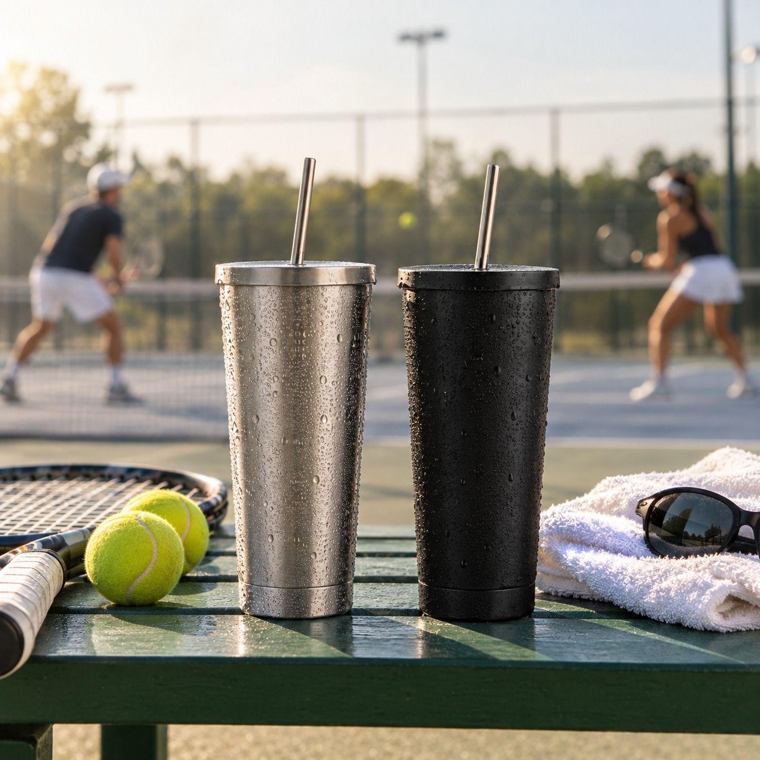 Vaso Termico Acero Inoxidable 600ml Con Bombilla Gris-2