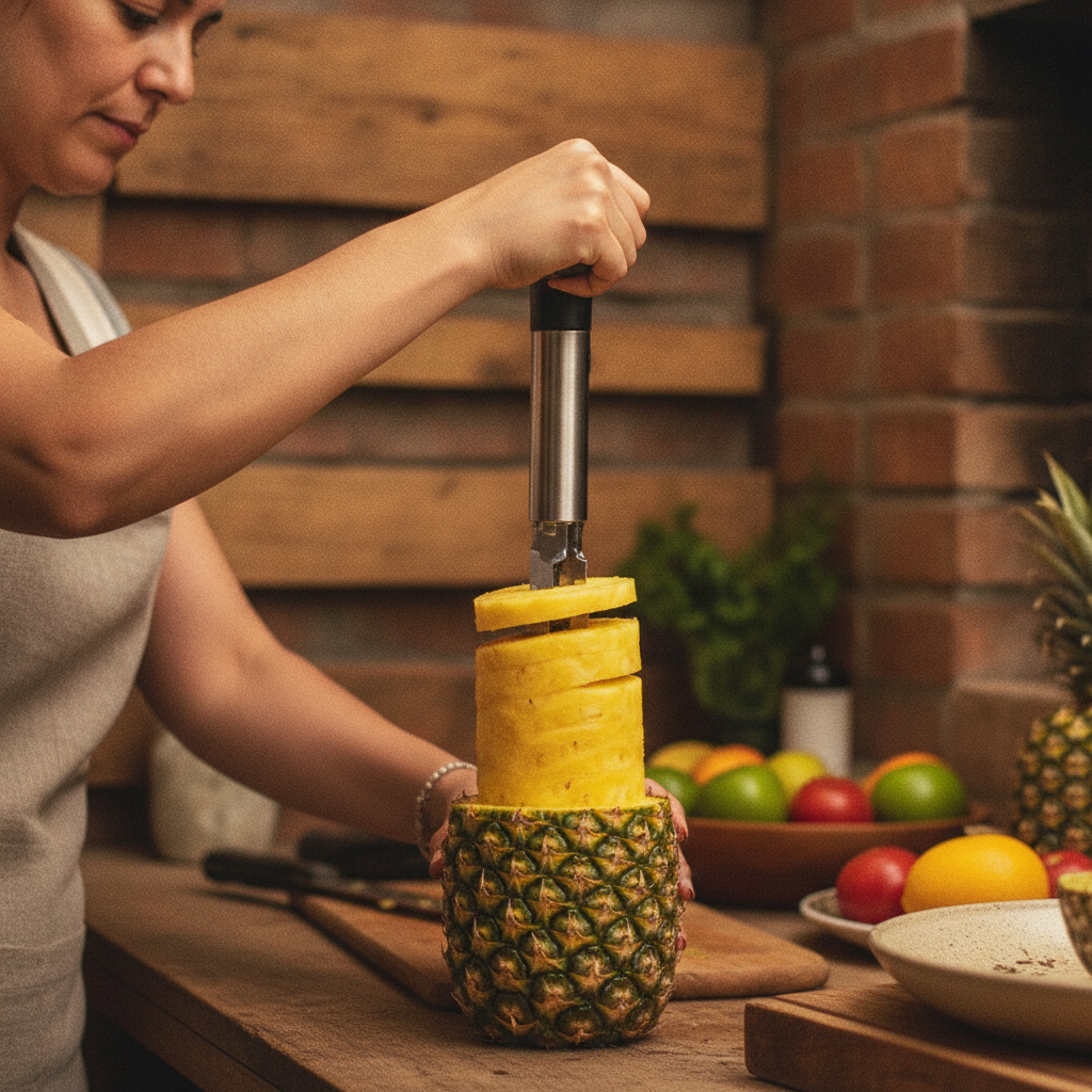Cortador Pelador Piña Acero Inoxidable Rebanador Espiral-5