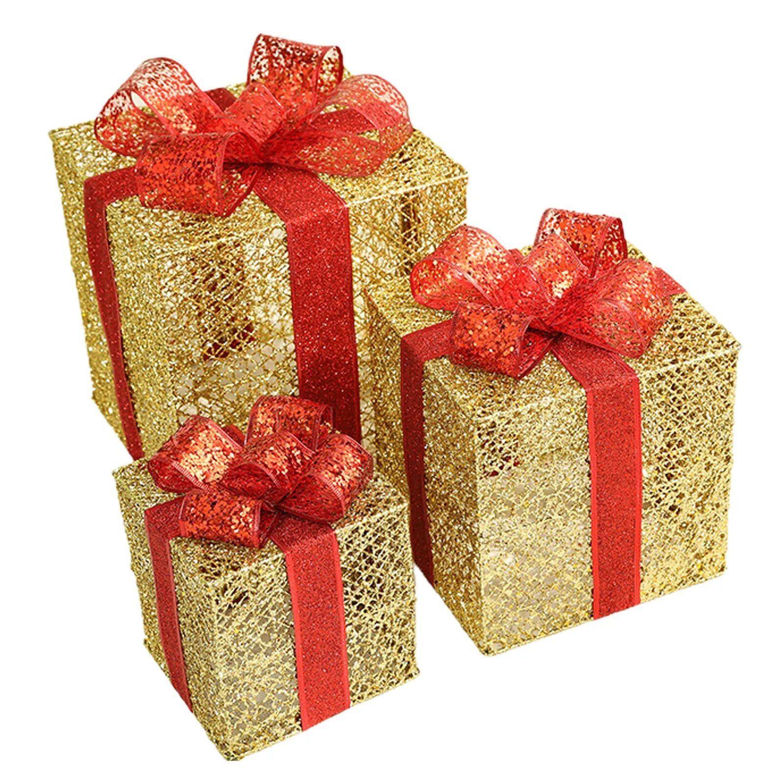 Caja De Regalo Led Navidad de 3 piezas 15cm 20 cm 25 cm-0