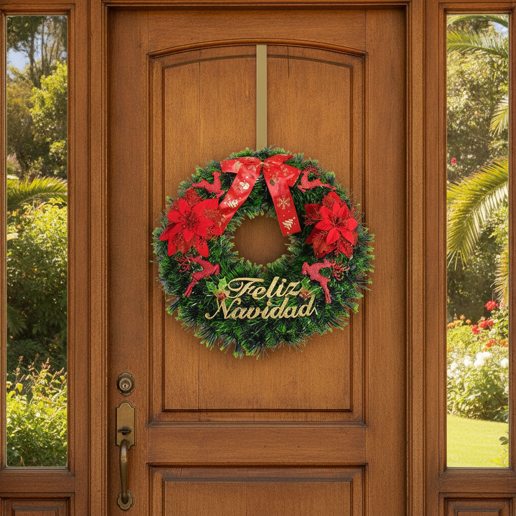 Corona Navideña Feliz Navidad 40cm Decoracion Navidad-1