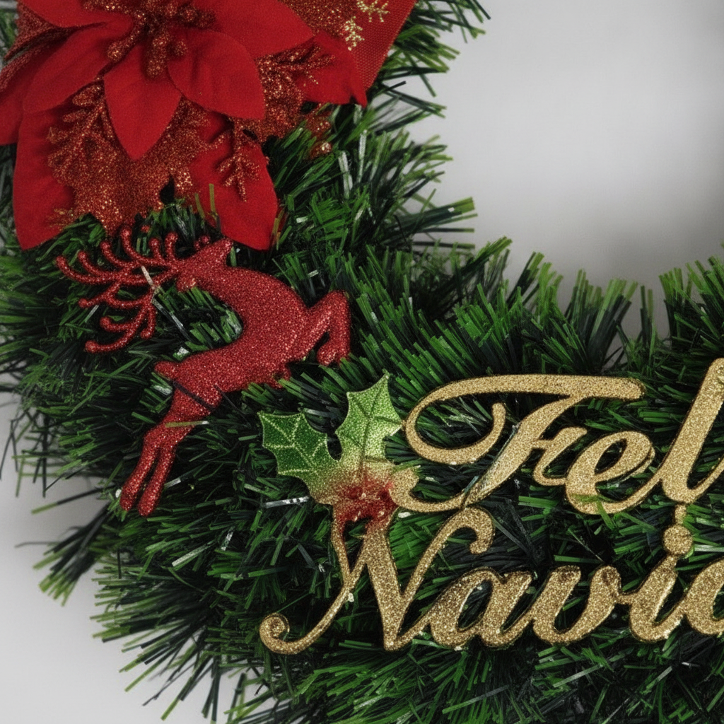Corona Navideña Feliz Navidad 40cm Decoracion Navidad-2
