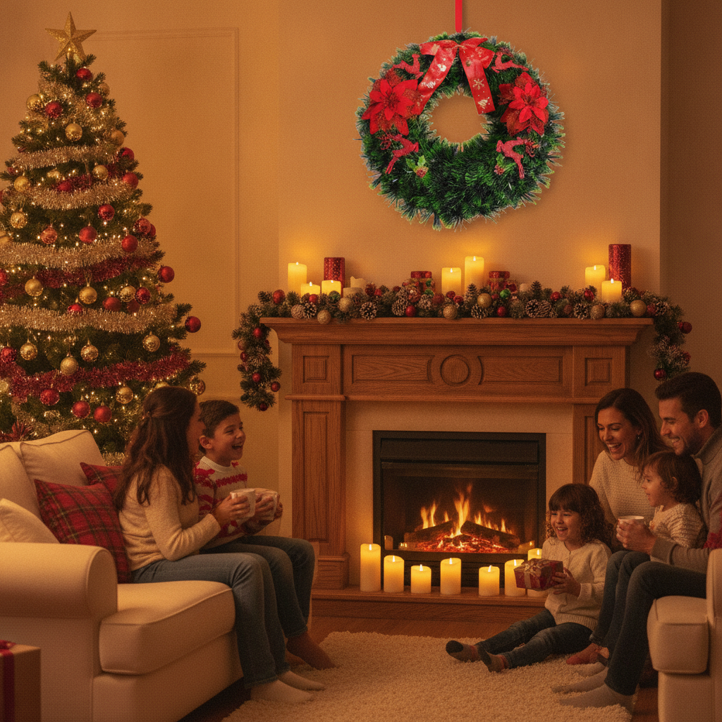Corona Navideña Feliz Navidad 40cm Decoracion Navidad-3