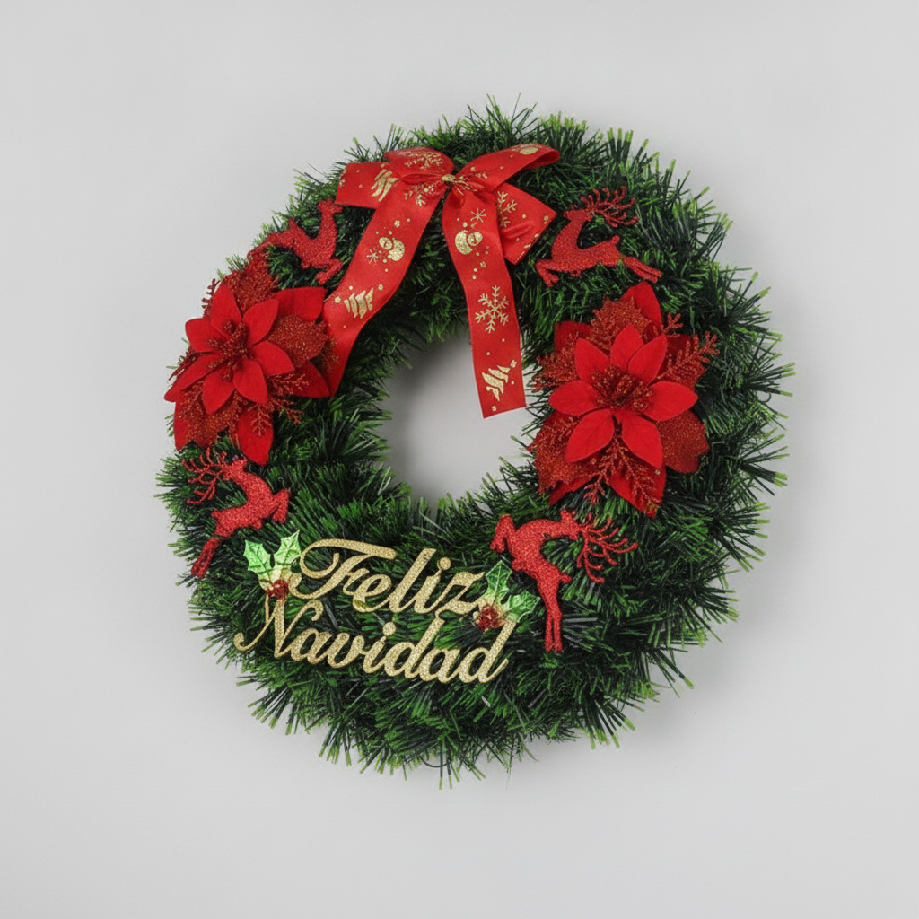 Corona Navideña Feliz Navidad 40cm Decoracion Navidad-6
