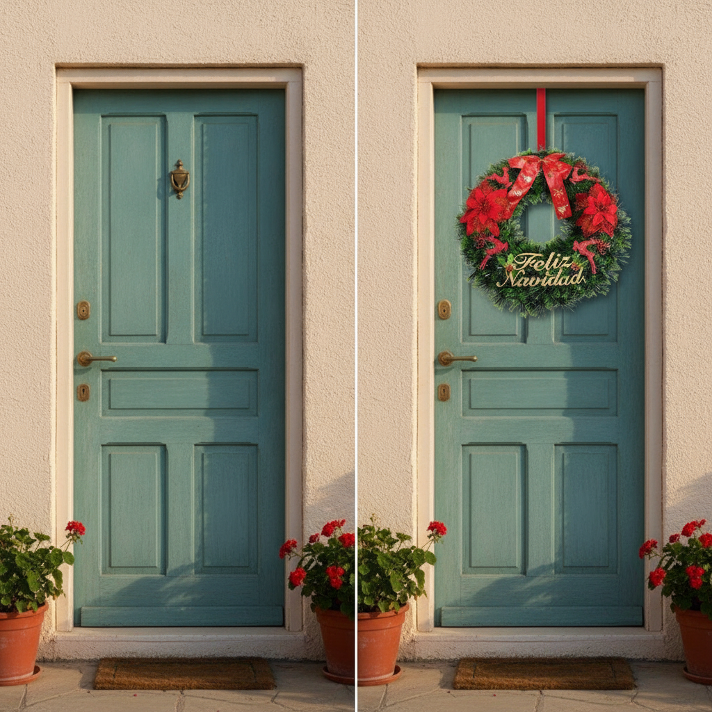 Corona Navideña Feliz Navidad 40cm Decoracion Navidad-8