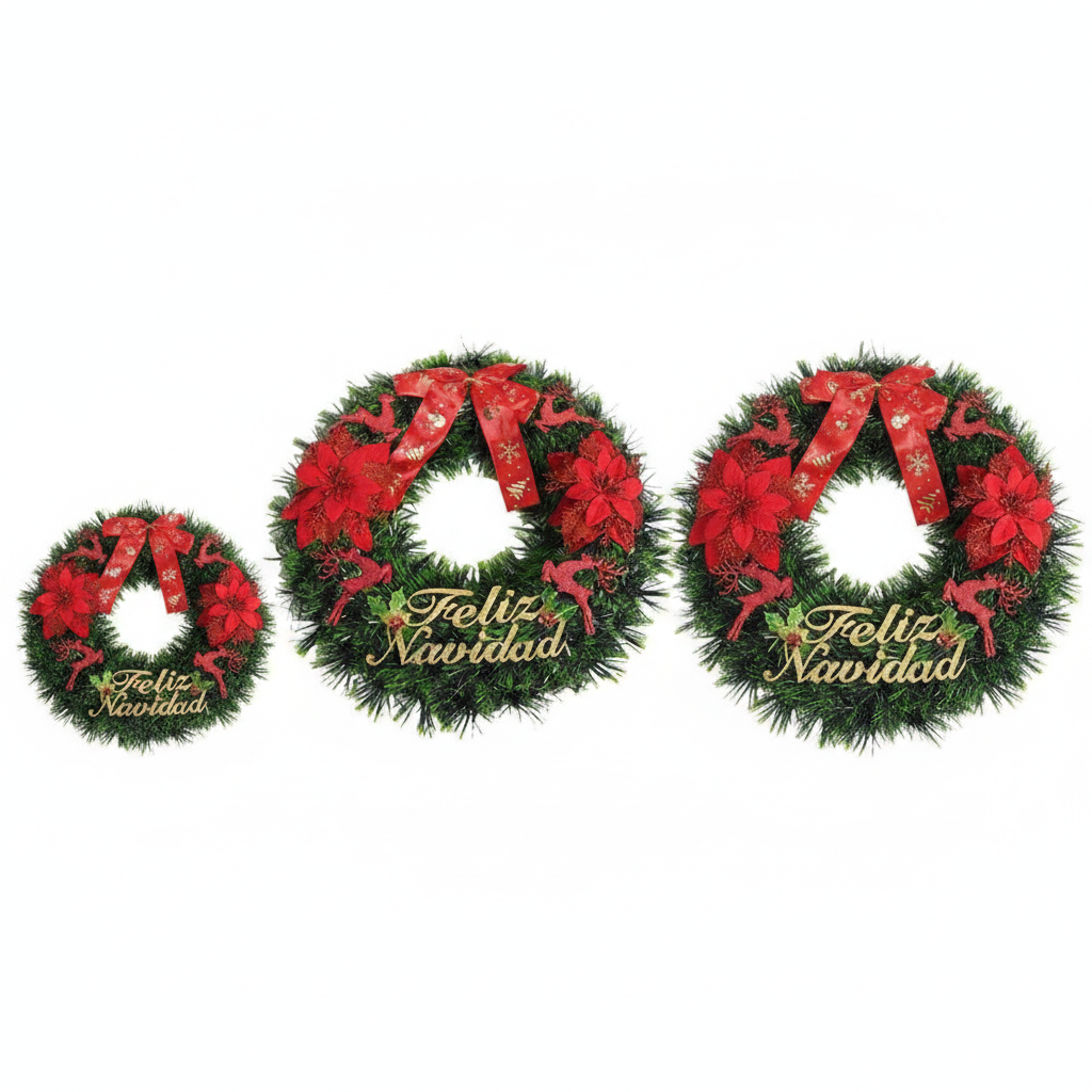 Corona Navideña Feliz Navidad 40cm Decoracion Navidad-9