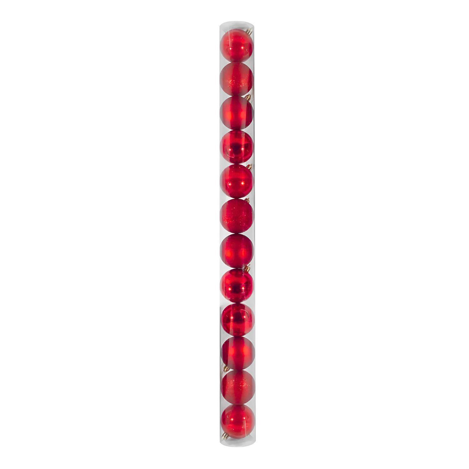 12 Esferas Navideñas Bambalinas De 6 Cm Rojas Decoracion-0