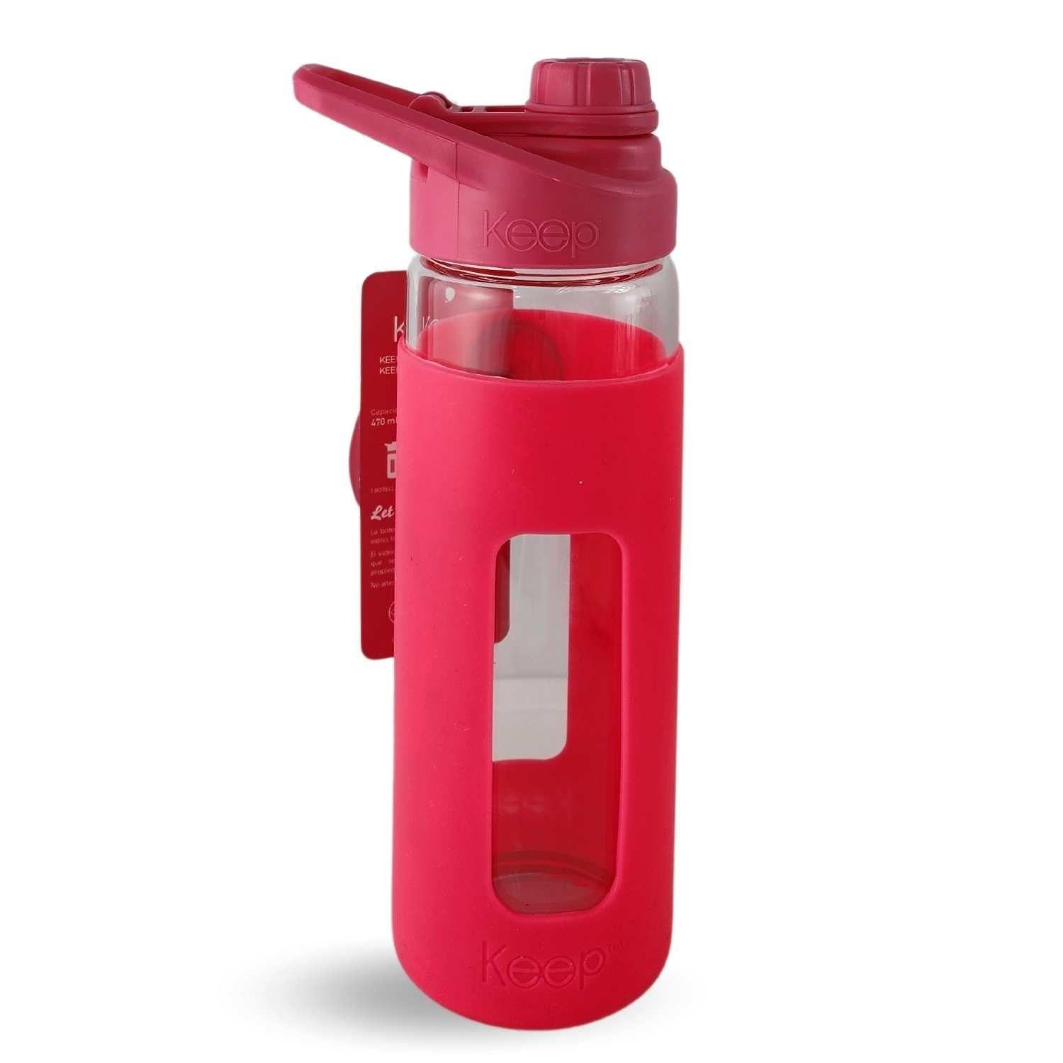 Botella Keep 470ml Vidrio Protector Agua Deportes Outdoor-0